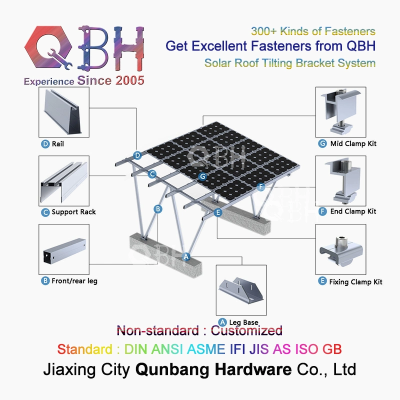 Το Qbh προσάρμοσε αστικό εμπορικό βιομηχανικό να τοποθετήσει κλίσης κλίσης στεγών υλικού κατασκευής σκεπής αντικειμένου ενεργειακών συστημάτων ηλιακής ενέργειας - στάση ραφιών υποστηριγμάτων για τη φωτοβολταϊκή επιτροπή PV